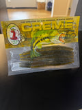 Creme green pumpkin 5 inch stick worms, 5 pack