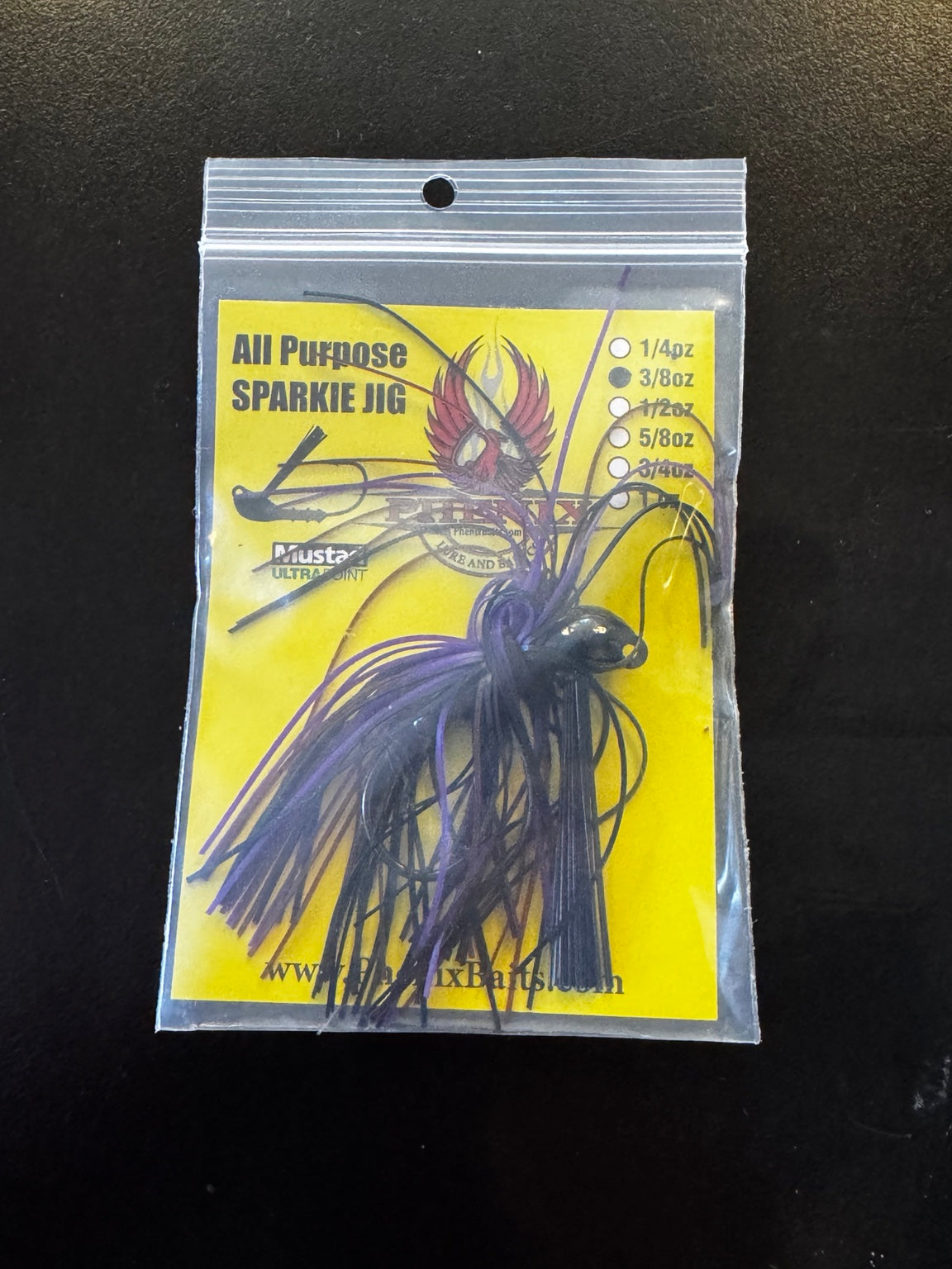 All Purpose Sparkie Jig 3/8 oz black purple package