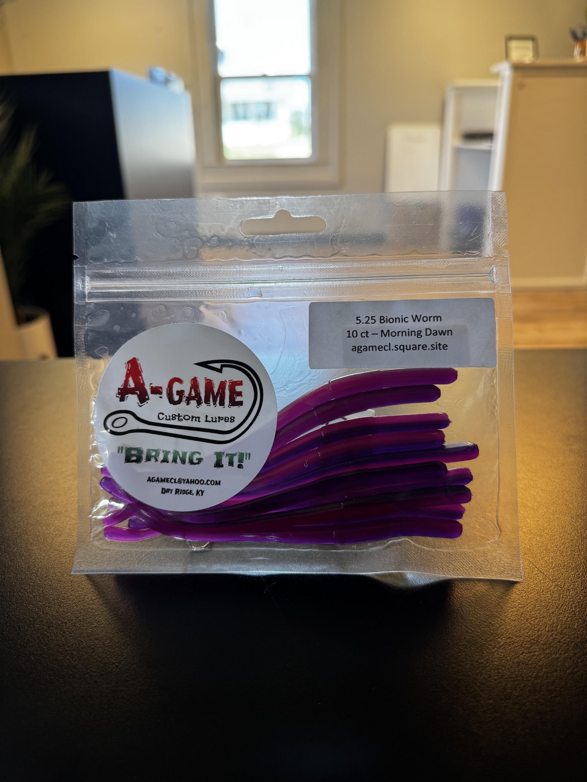 A-Game Custom Lures 5.25-inch Bionic Worm in Morning Dawn, 10-count package